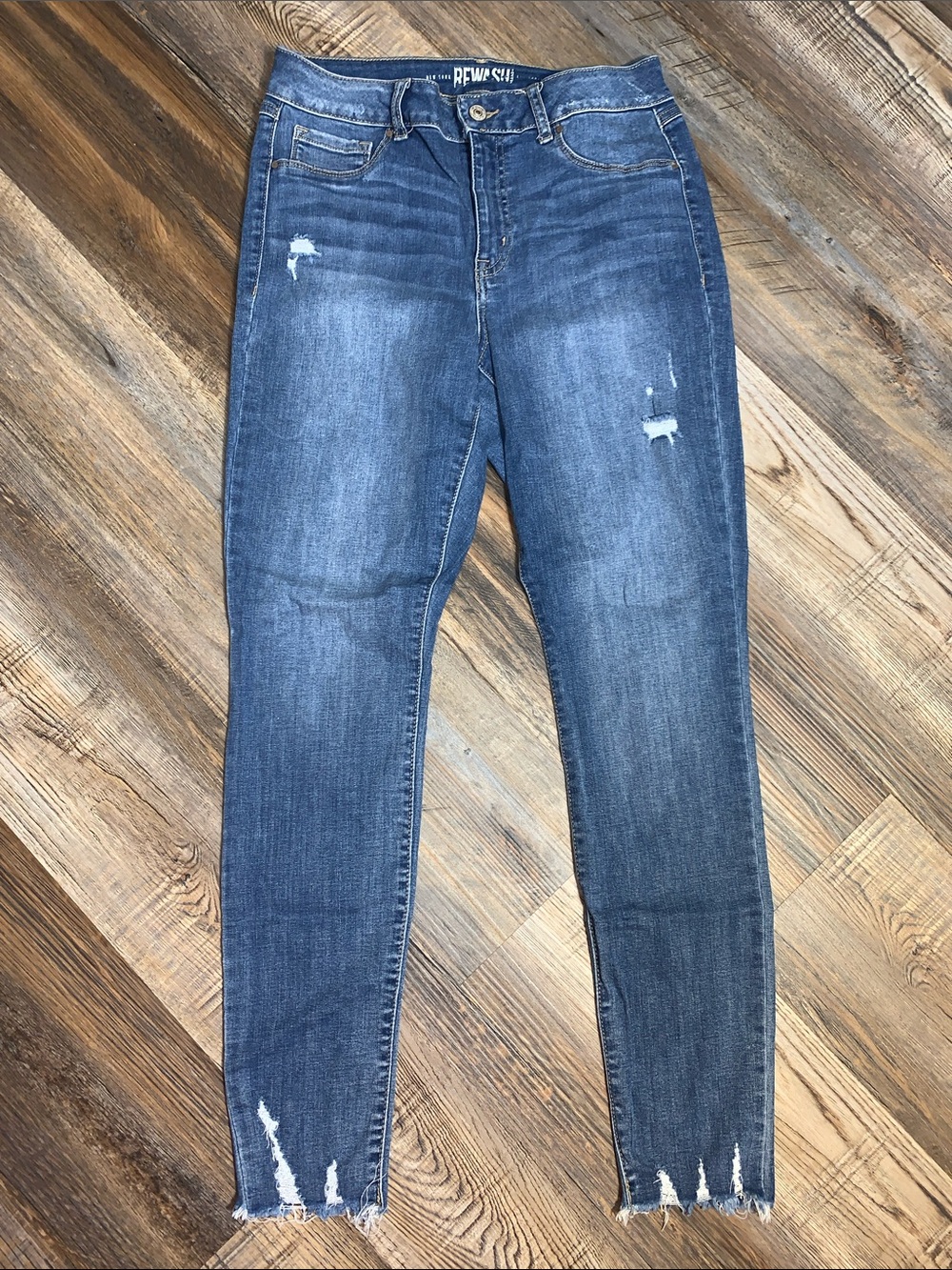 Rewash Medium Blue Skinny Jeans with Distressed Hem